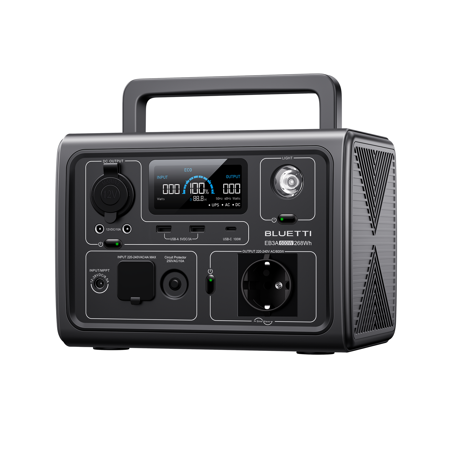 Bluetti EB3A - Pålidelig power station til turen (600W | 268Wh)