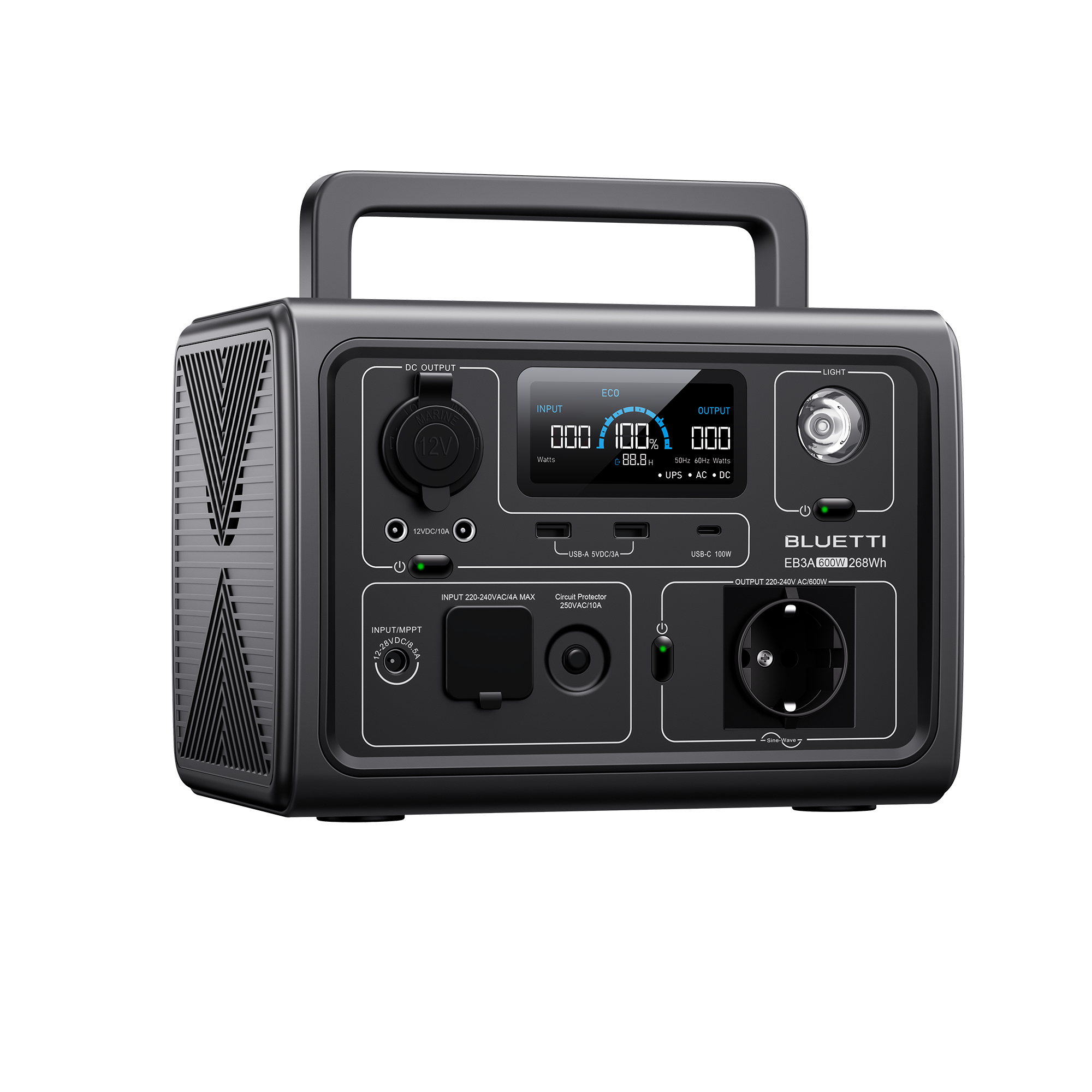 Bluetti EB3A - Pålidelig power station til turen (600W | 268Wh)