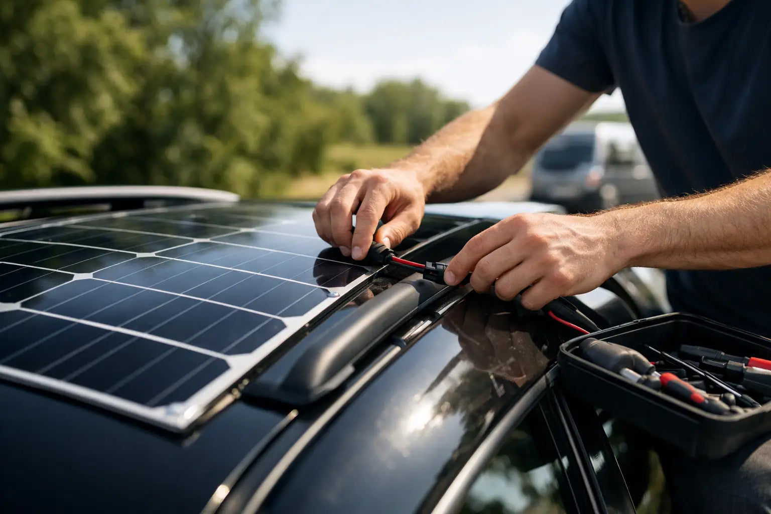 Sådan installerer du solcellepanel på bilen