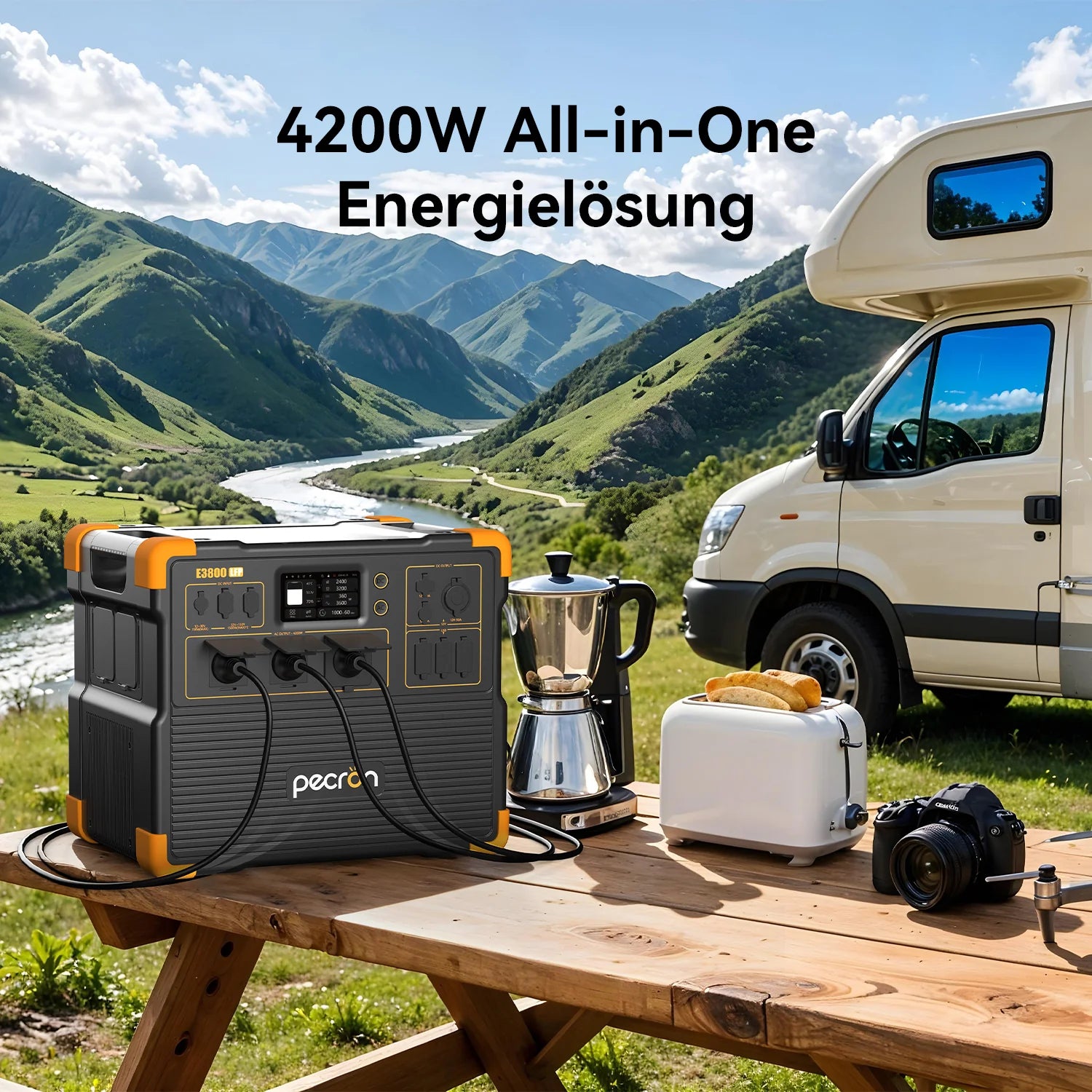 PECRON E3800LFP Power Station 4200W 3840Wh (med gratis vogn)