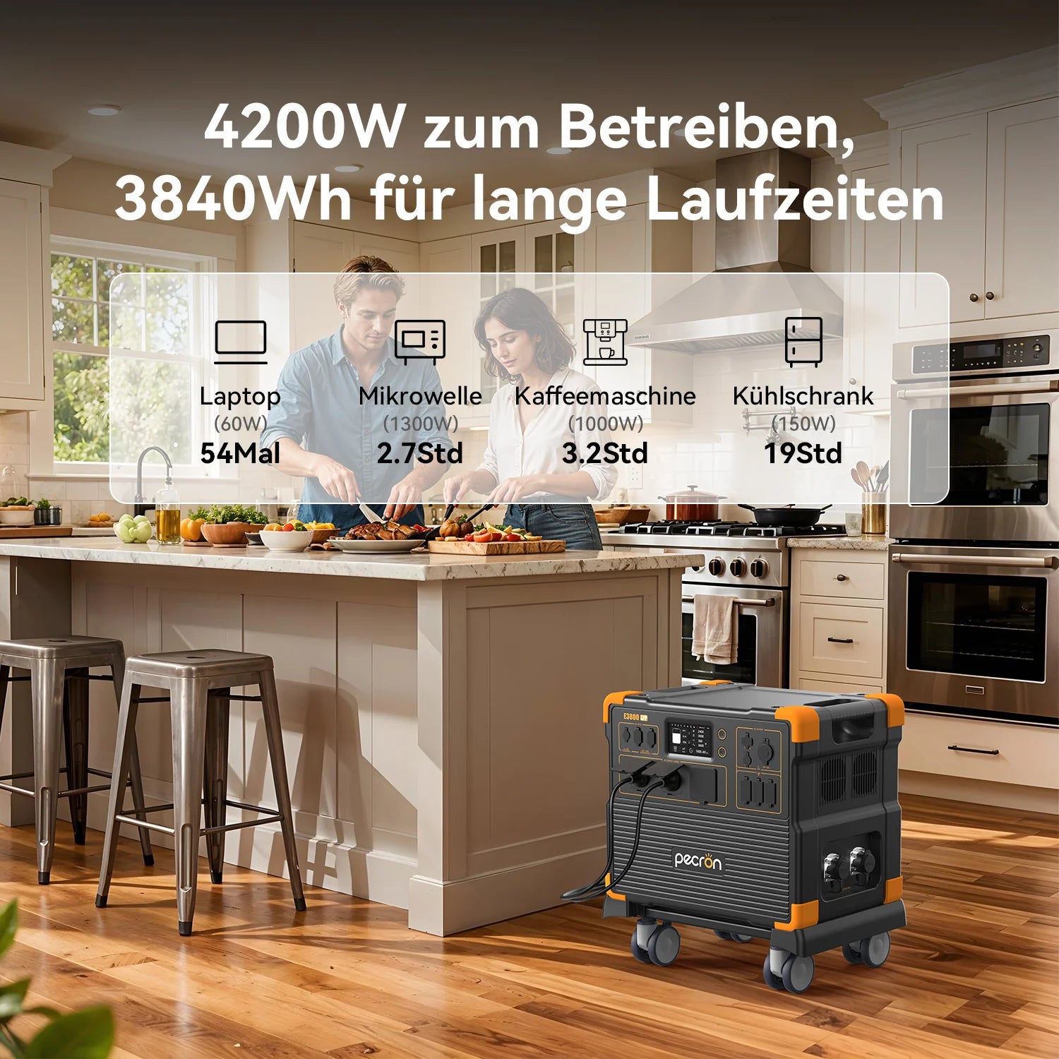 PECRON E3800LFP Power Station 4200W 3840Wh (med gratis vogn)