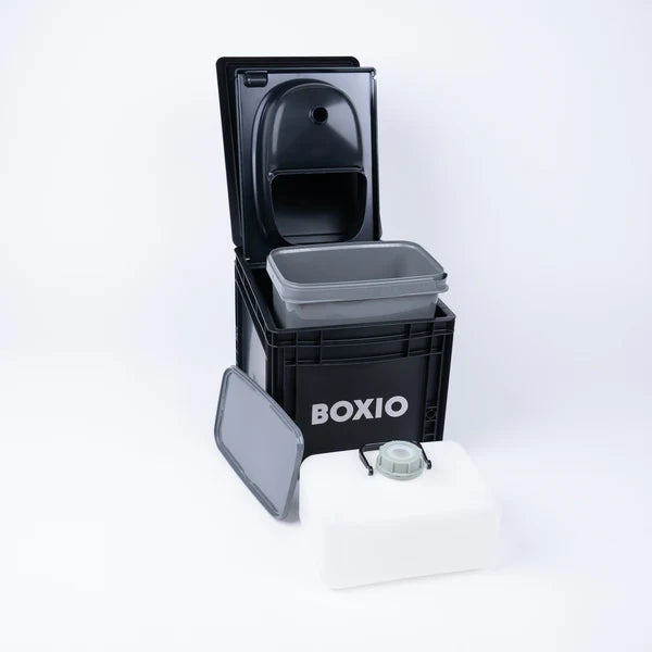 BOXIO - SANITARY: Complete set with toilet, mobile washbasin and accessories